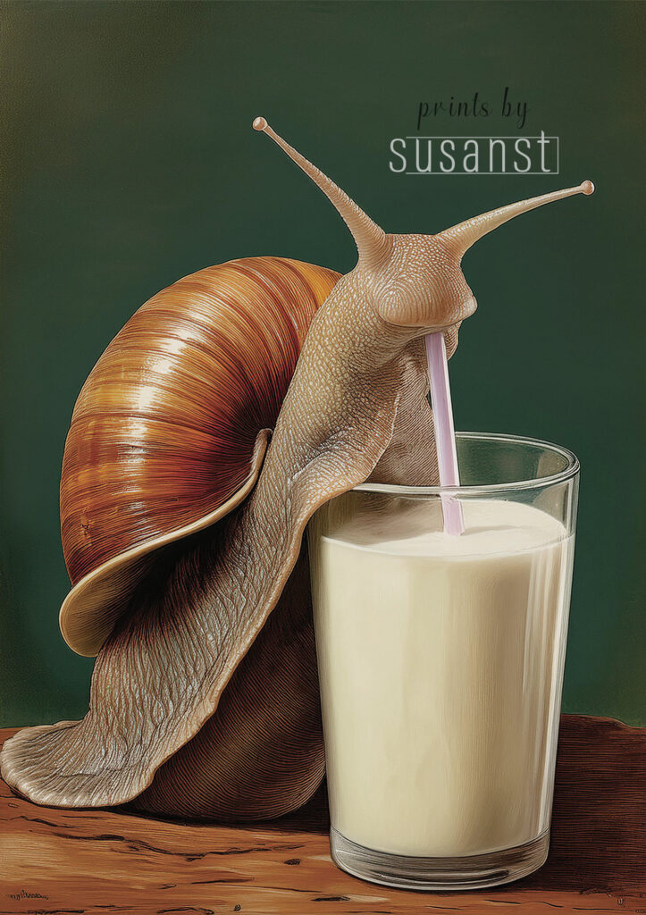 snail drinking milk with a straw watermark RGB