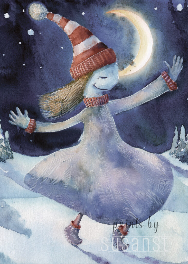 A Christmas card with a dancing monster