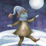 A Christmas card with a dancing monster