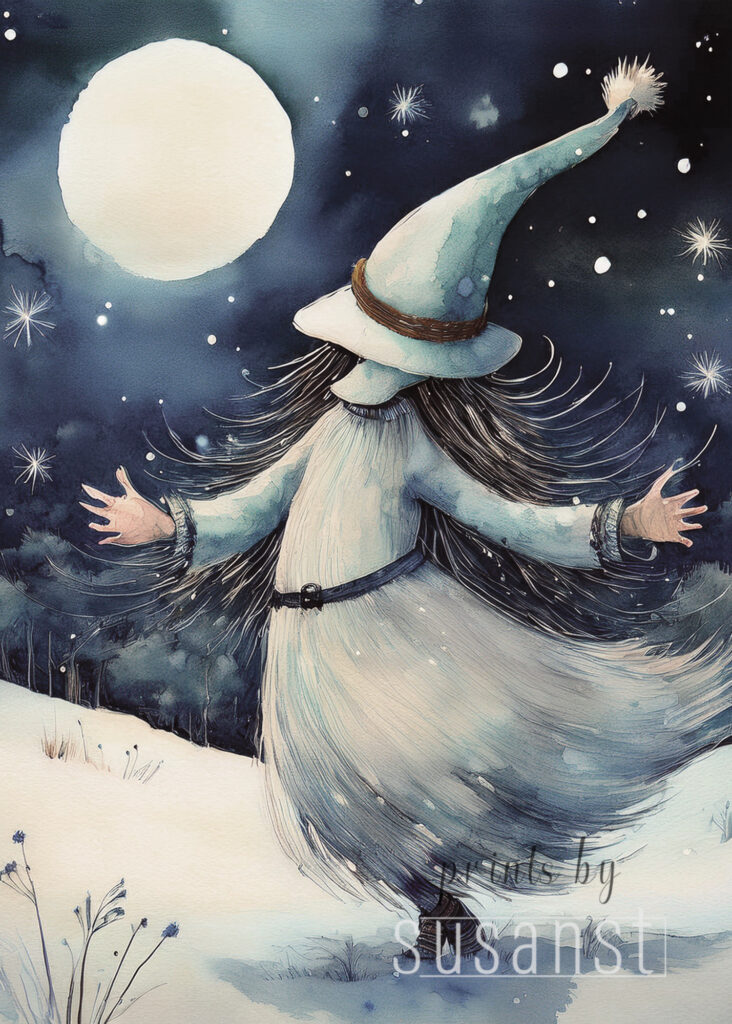 A Christmas card with a dancing monster