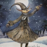 A Christmas card with a dancing monster