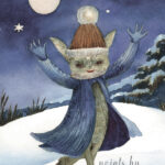 A Christmas card with a monster