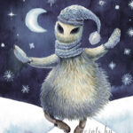 A Christmas card with a dancing monster