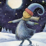 A Christmas card with a dancing monster