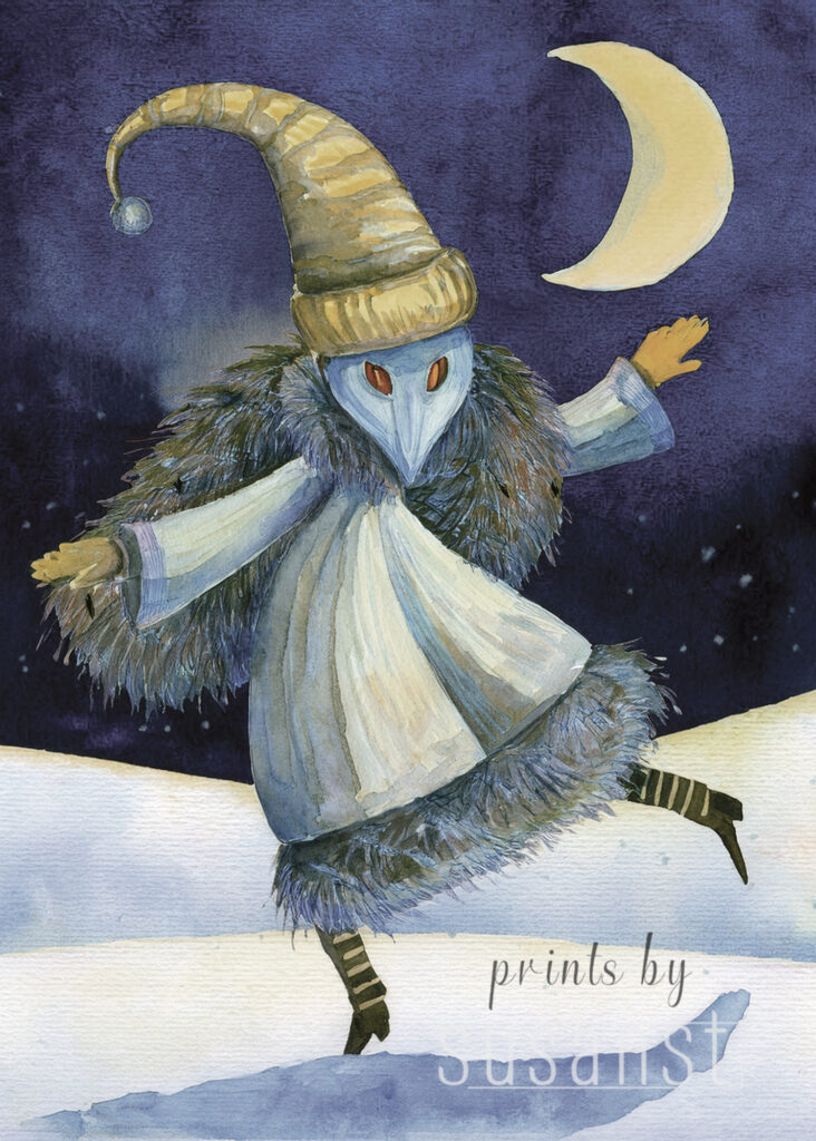 A Christmas card with a dancing monster