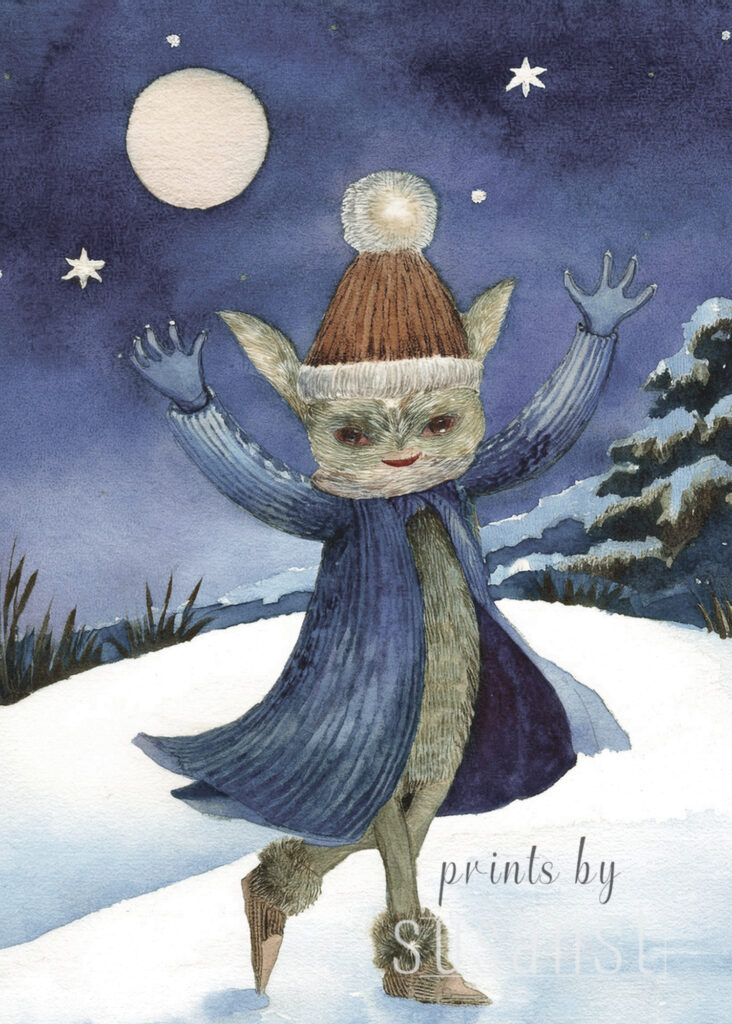 A Christmas card with a monster