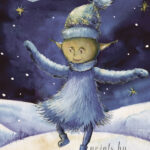 A Christmas card with a dancing monster