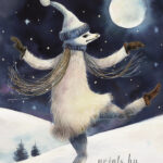 A Christmas card with a dancing monster