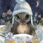 A Christmas card with a monster in wildflowers