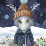 A Christmas card with a monster in wildflowers