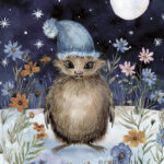 A Christmas card with a monster in wildflowers