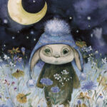 A Christmas card with a monster in wildflowers