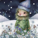 A Christmas card with a monster in wildflowers