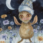 A Christmas card with a monster in wildflowers