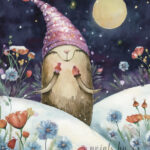 A Christmas card with a monster in wildflowers