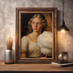 Poster of a girl holding a cotton candy in a frame