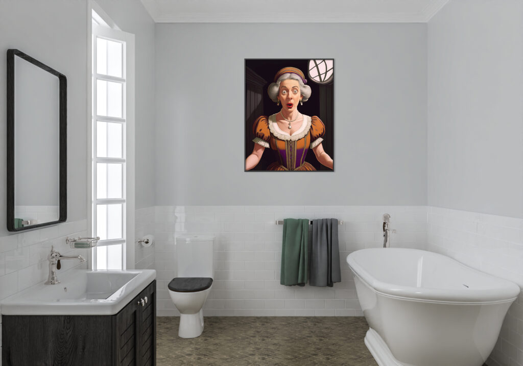 poster in bathroom setting